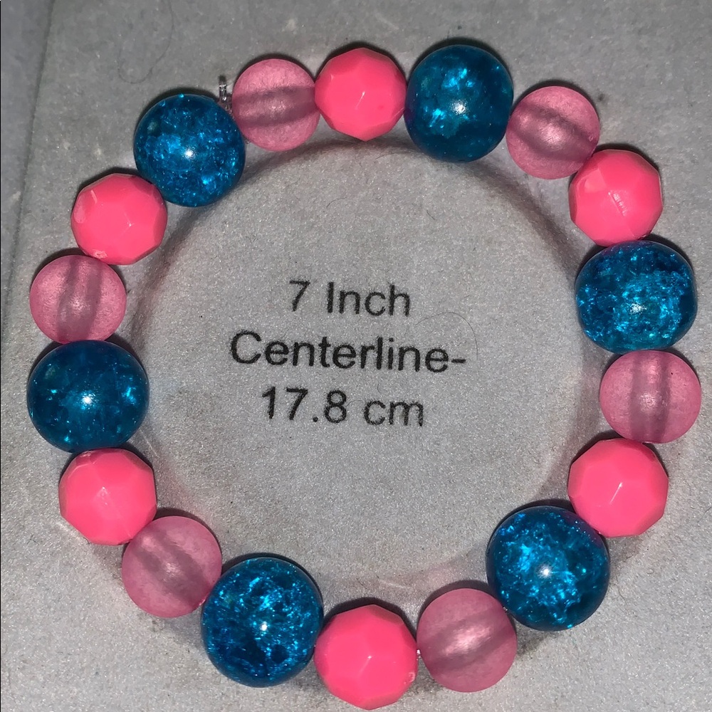 Crackle turquoise and pinks Beaded stretch Bracelet